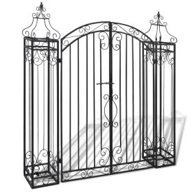 Ornamental Garden Gate Wrought Iron 4'x8"x4' 5" - Black