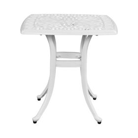 Outdoorr Cast Aluminum Square Table, End Table Side Table for Paio Backyard Pool, Cast Aluminum Cocktail Table, Outdoor Bar Table, White - as picture