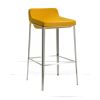 Fabric Upholstered Metal Bar Stool, Yellow and Silver - as Pic