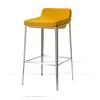 Fabric Upholstered Metal Bar Stool, Yellow and Silver - as Pic