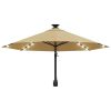 Wall-mounted Parasol with LEDs and Metal Pole 118.1" Taupe - Taupe