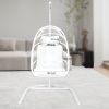 Hanging Egg Chair with Stand Indoor/Outdoor, Swinging Hammock Chair for Bedroom, Outside, Patio and Porch - White