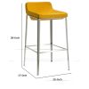 Fabric Upholstered Metal Bar Stool, Yellow and Silver - as Pic